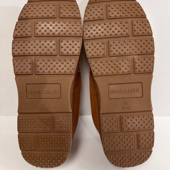NWOT Eddie Bauer Faux Fur Lined Leather Mens Slippers - Medium - Picture 3 of 4